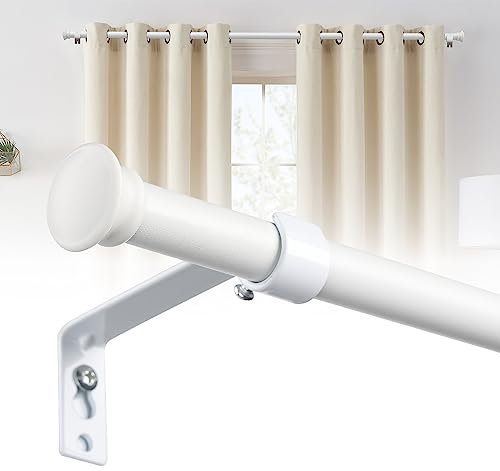 Barra de Cortina Blanco Extensible 71-120 cm 2 Piezas, 16mm Diámetro Juego de Barras de Cortina Robustas Barra de Cortina, Barras de Cortina de Metal