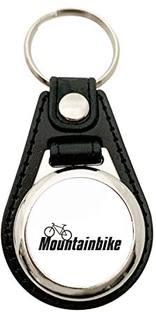 Huuraa Anhänger Mountain Bike Fahrrad Geschenk Metall mit Kunstleder Einkaufswagenlöser Mountain Bike Präsent