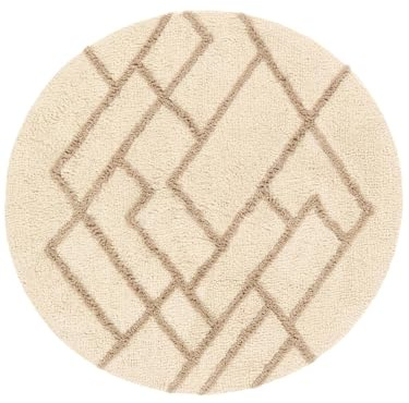 RugVista Riviera Badematte, Rund, Ø 90 cm, Beige/Natural | Moderne, Niedriger Stapel, Maschinenwäsche, Oeko-Tex 100, Badezimmer