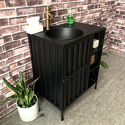 Badezimmer-waschbecken, Industrie-waschbecken Aus Eisen Im Loft-stil, Badezimmer-waschtisch, Retro-waschbecken und Waschtischunterschrank für Die Bar Ktv Cyber ​​​​cafe Industrial Style (A Mirror )