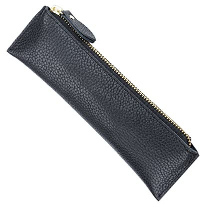 GRIRIW Leder-stifthalter Schwarze Stiftetasche Einfache Aufbewahrungstasche Für Stifte Stiftetasche Aus Leder Für Büro Und Schule