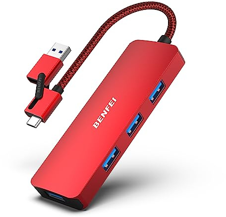 BENFEI Hub USB 3.0, HUB USB C, Hub USB Type-A/Type-C 2-en-1 avec 4 Ports USB 3.0 Compatible pour MacBook, Mac Pro, Mac Mini, iMac, Surface Pro, XPS, PC, Clé USB, Disque Dur Mobile
