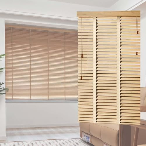 Persiane in legno naturale per finestre, 45 cm, 60 cm, 75 cm, 110 cm, 140 cm, tende oscuranti in legno massello, lamelle di larghezza 50 mm, tenda avvolgibile per finestre, larghezza 30 x altezza 180
