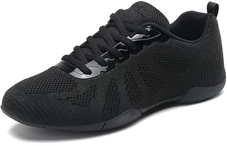Damen Cheerleading Mädchen Cheerleadingschuhe Tanzschuhe Schuhe Schnürschuhe Weiß Training Schuhe Outdoor Sportschuhe Walkingschuhe Fitness Gymnastik Yoga Tanzschuhe Schwarz 41EU