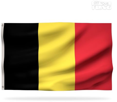 Drapeau Belge Premium 150x90cm - Drapeau de la Belgique résistant et de haute qualité avec 2 œillets métalliques - Soyez fier de vos couleurs !