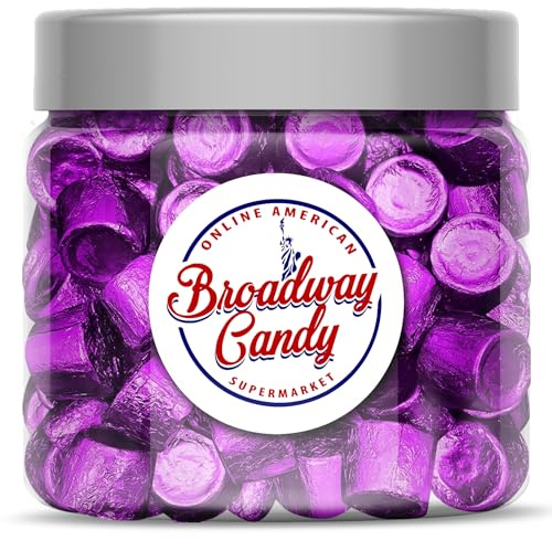 Broadway Candy Lot de 100 bocaux à bonbons Rolo chocolat noir et caramel salé emballés individuellement dans du papier d'aluminium violet 650 g