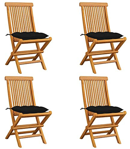AJSEOYBS StapelstüHle,Outdoor Kissen WetterfestgartenstüHle Mit Schwarzen Kissen 4 STK. Massivholz Teakgeeignet Geeignet für Wohnzimmer, Schlafzimmer, Garten, Balkon, Terrasse, Küche, Outdoor