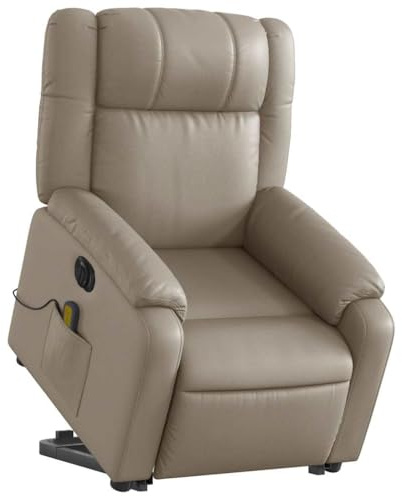 vidaXL Massagesessel mit Aufstehhilfe Elektrisch Cappuccino Kunstleder