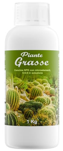 Concime Piante Grasse 1000ml - Concime Liquido Organico Minerale - Aumenta Crescita Resistenza Cactacee, Succulente, Cactus - Formulazione Naturale - Con Tappo Dosatore - Prodotto in Italia - Illica
