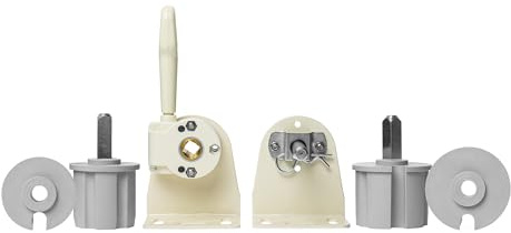 T-TENDA - Kit Accessori per Riparazione delle Tende da Sole, con Coppia di Staffe a Parete/Soffitto, Arganello, Perno Estraibile, Calotta con Perno e Foro, Made in Italy, 60mm Diametro, Colore Avorio