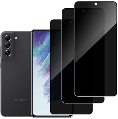 DYNASCO 3 Stück Sichtschutz Schutzfolie für Samsung Galaxy S21 FE 5G, 9H Härte Anti-Spähen Panzer Schutz Glas Displayschutzfolie, Fingerabdruck-ID Nicht Unterstütze, Kratzfest Blickschutzfolie