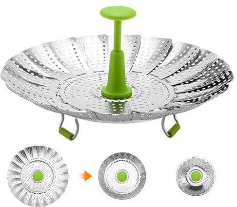 Vaporera plegable y expandible, cesta plegable para vaporera | Soporte de cesta para cocinar al vapor | Máquina de cocción al vapor extraíble para patatas, cangrejos, carne, zanahorias, mariscos,