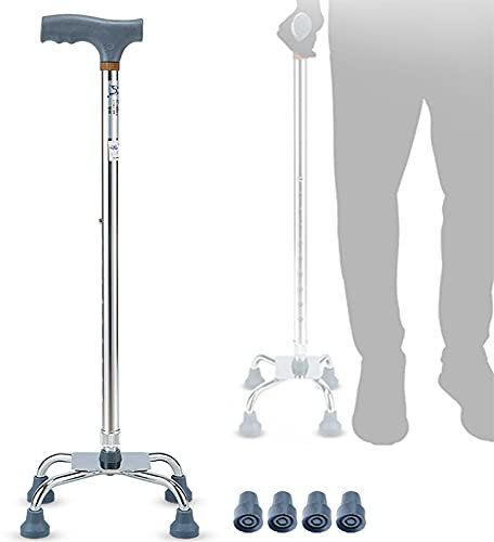 HIARAN Verstellbare Quad-Krücken, Leichter Gehstock, ergonomischer Gehstock, Mobilitätshilfe für ältere Menschen, Senioren und Behinderte, Tragkraft 100 kg Lucky Star