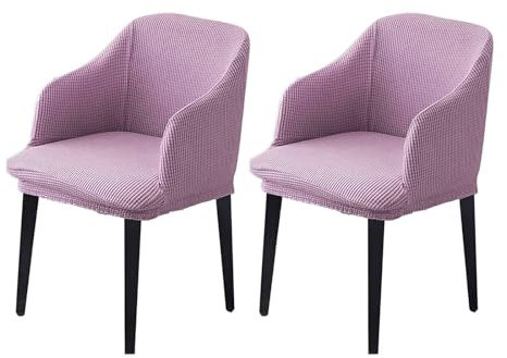 LIULIWEIFA Stuhlhussen mit Armlehnen Set 1/2/4/6 Stretch Esszimmerstuhl Bezug Büro-Stuhlhussen Hoher Rückenlehne Armlehnstuhl Hussen Stuhl Abdeckung Sessel-Schutzhülle-bezüge,Light Purple,2pcs