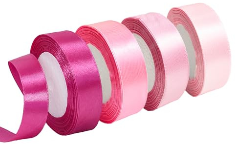 Bliceon 90m Rosa Satinband, 25mm Geschenkband Breit, Schleifenband zum Verpacken, Dekoband Party Stoffband zum Geschenkverpackung, Bastelarbeiten, Geburtstag Blumen und Hochzeitsdekoration