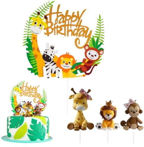 Tårtdekoration djur födelsedag tårta dekoration cupcake figurer leksak tårtdekoration 1. Födelsedag safari zoo djungel tårtdekoration djur grattis på födelsedagen tårta topper för flickor pojke