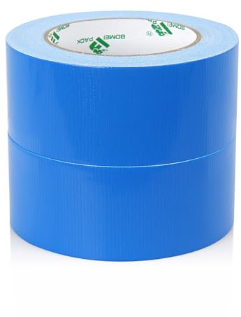 BOMEI PACK Lot de 2 rouleaux de ruban adhésif bleu clair renforcé de 5,1 cm - 48 mm x 30 m - Étanche - Pour fixation de conduits de canalisation, réparation de conduits de canalisation, étanchéité