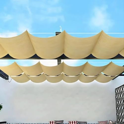 Geovne Voiles d'Ombrage de Vague Rétractable,Couverture d'Ombre Respirants,Toile d'Ombrage à 90%,Filet d'Ombrage,Tissu HDPE,Auvent,pour Terrasse en Pergola en Bois (1.7x8m/5.5x26.2ft)
