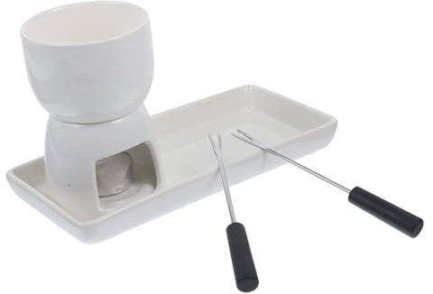 GREENADSCAPE Fondue De y Queso De Olla Cerámica Ligera y Portátil Incluye Tenedores