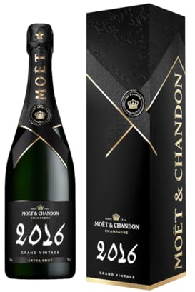 Moët & Chandon Grand Vintage 2016 75cl 12% étui | Champagne AOC millésime 2016 12%. Profil fruité, généréux et frais. Notes exotiques et d'agrumes.