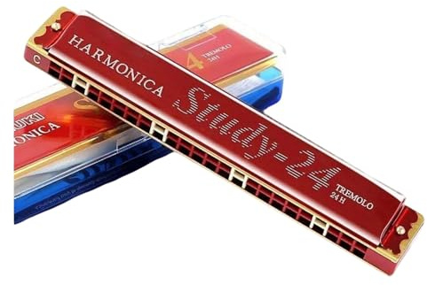 24-Loch-Mundharmonika Tremolo Suzuki Mundharmonika Gaita Maultrommel mit Etui Musikinstrument Tonart C Blues Synthesizer Professional klassische Mundharmonika(A)