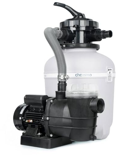 choosmo Système de filtre à sable de 33 cm avec valve à 6 voies Pompe de piscine 2500 GPH, facile à utiliser pour le sol