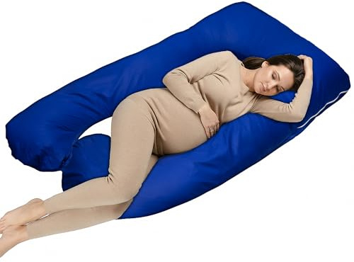 MKS Druckentlastung Schwangerschaftskissen | Seitenschläferkissen XXL – Ergonomisches Stillkissen für erholsamen Schlaf, Ganzkörperkissen, Microplüsch Kuschelstoff (Standard) / Blau