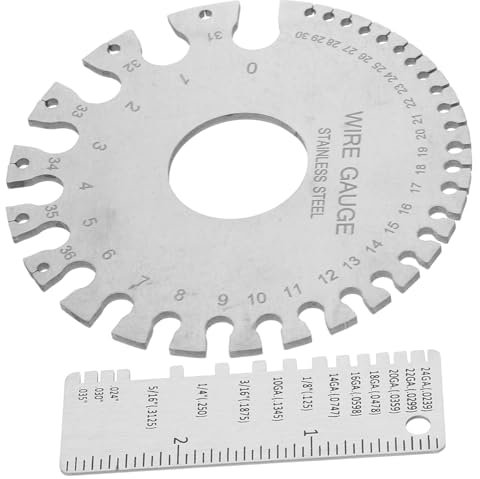 Anneome 2pcs Stainless Steel Measuring Tool Wire Gauge Measurement for Cable Thickness Dual-side Thickness Gauge for Metal Welding Material