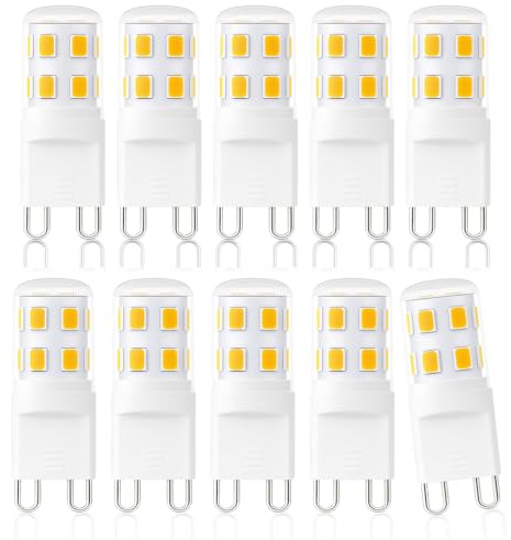 Cinsenten G9 LED Leuchtmittel 2W Warmweiß 3000K Ersatz für G9 20W 25W 28W Halogenlampe, Kleine G9 LED Birne, Enegiesparende Kein Flackern Nicht Dimmbar 10er Pack
