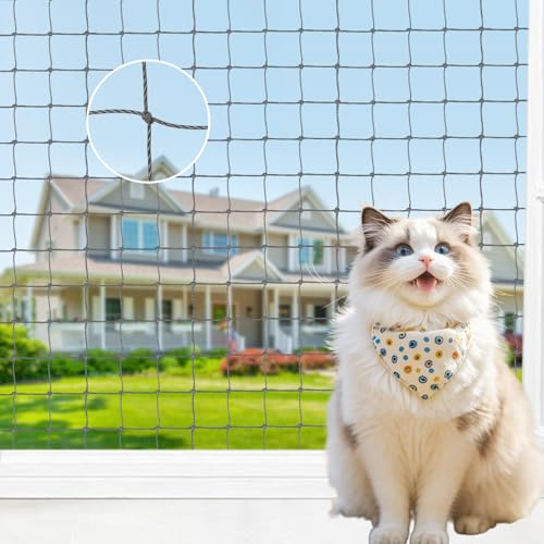 YedZen Katzennetz für Balkon, 3x2m Katzennetz Drahtverstärkt mit Befestigungsseil und Zubehör, UV-Beständig Langlebig Katzenschutznetz, Balkonnetz für Fenster Terrasse