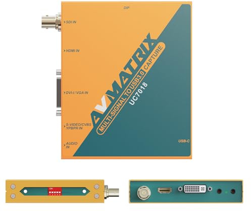 AVMATRIX Multi-Signal USB Capture-Karte für Diverse Anwendungen(UC7018) | SDI HDMI VGA CVBS S-Video Input,automatische Erkennung 1080p60, Plug & Play kompatibel mit OBS Studio Zoom Teams vMix