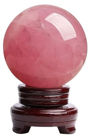 ApuaVireo&Co Boule de Cristal de Quartz Rose avec Support Grandes Boules de Cristal for la Sorcellerie et Les Boules décoratives(110mm)