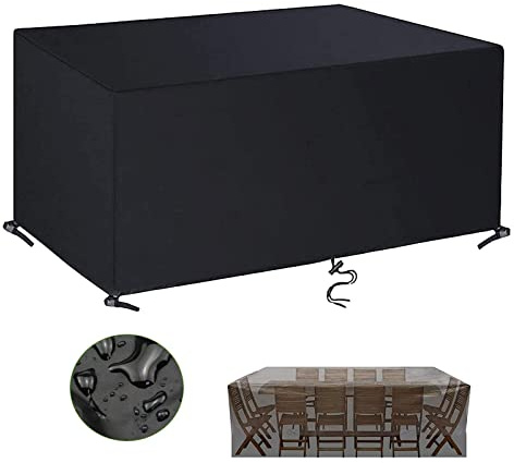 Housse de protection Oxford 420D imperméable et durable pour table et chaises de jardin - Résistante aux UV - 180 x 100 x 100 cm - Noir
