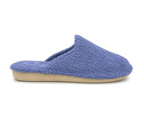 GARZON Zapatillas de Casa para Mujer de Toalla.Pantuflas de Felpa Suave, Suela Antideslizante especial parquet,Azul. (indigo, Sistema tallas calzado EU, Adulto, Mujer, Números, mediano, 38)