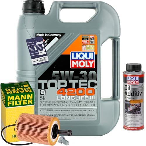 Mann Ölfilter+5W30 Öl+Liqui Moly 2427 | HU719/7X,+1113800100+Lm Top Tec 4200 5W30 Lm 1011 für Passat 3C Golf 5 Bus T5 Eos