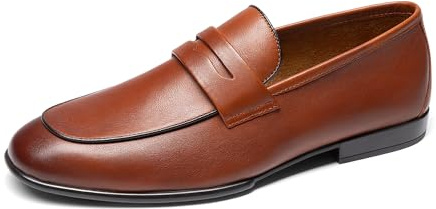 Bruno Marc Mocasines clásicos de cuero para hombre, cómodos, ligeros, sin cordones