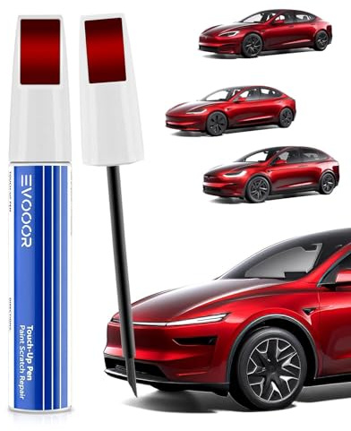 EVOOOR (PR01) Ultra Rot Lackstift 2-in-1 für Tesla - Zur Kratzerreparatur, Schnelle & Einfache Lösung