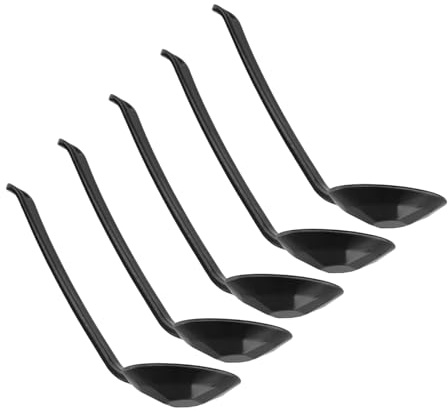 LALADEFIEE Cuillères à Soupe Japonaises Surface Lisse Facile à Utiliser Lot de 5 en Noire Style Classique pour Ramen et Soupe Asiatique