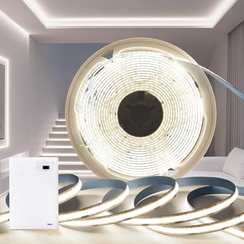 PERVADEO LED Streifen Batterie 3x1M LED Strip COB Neutralweiß 4000K Batteriebetrieben 320LEDs/M 5V Selbstklebend Flexibel Lichtband DIY für Zuhause Beleuchtung Küche Schlafzimmer Schränke Treppen