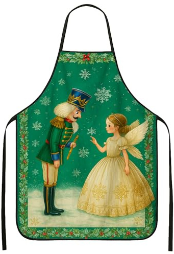 Tablier de cuisine motif fée casse-noisette pour la cuisine, tablier de cuisine de Noël vintage pour les vacances, design festif d'hiver, lavable