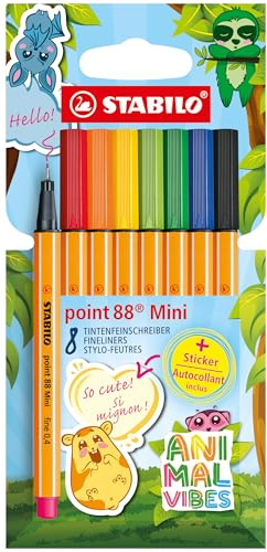STABILO - Fineliner - point 88 Mini Animal Vibes - 8er Pack - 8 Farben