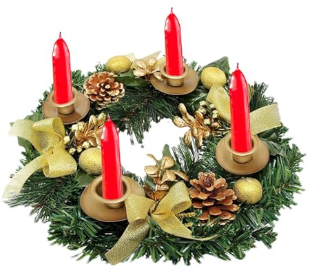 Wscwl Christmas Candle Rings, Advent Wreath Ring Candle Holder For Christmas, Festive Artificial Rings Wreaths Exquisite Ring Holder For Fireplace