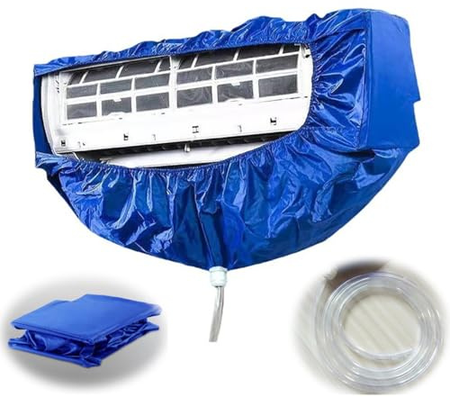 Copertura per la pulizia del condizionatore d'aria con uscita di scarico, kit di pulizia a parete, borsa per il lavaggio della polvere, pieghevole e facile da riporre