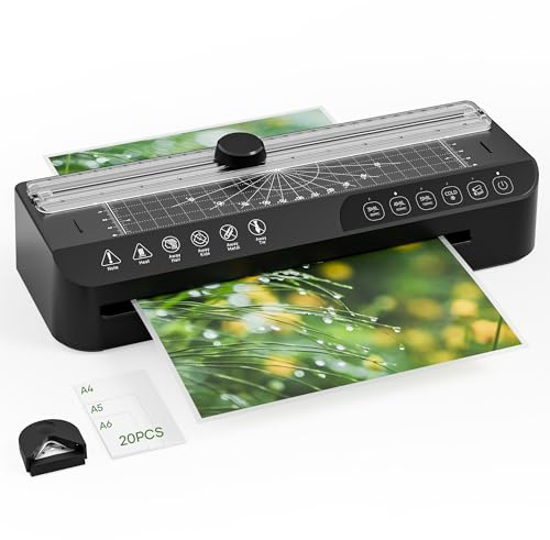 9-Inch Laminator Machine,A4 Cold & Thermal Laminator Machine,85-Second Quick Heat-Up,Thermal Lamination ABS Jam-Release,40 Pouches,Paper Cutter & Corner Rounder - Perfect for Teachers, Home & Office