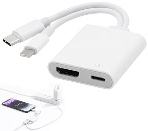Mlifleue Light-nings Digital AV Adapter, 2 in 1 Screen Mirroring/Fast Charging for both Type-C and Light-ning Connectors, USB-C and Light-ning AV Multiport Adapter, MFi Certified