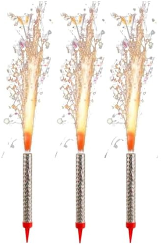 Candele Fontana Luminosa per Torta 3 Pezzi 12 cm Argento – Magic Flambé Fiamma Colorata 60 Secondi – Candeline Scintillanti Compleanno Party – Uso Interno Esterno – Categoria F1 (Cat.1 / K1) CE