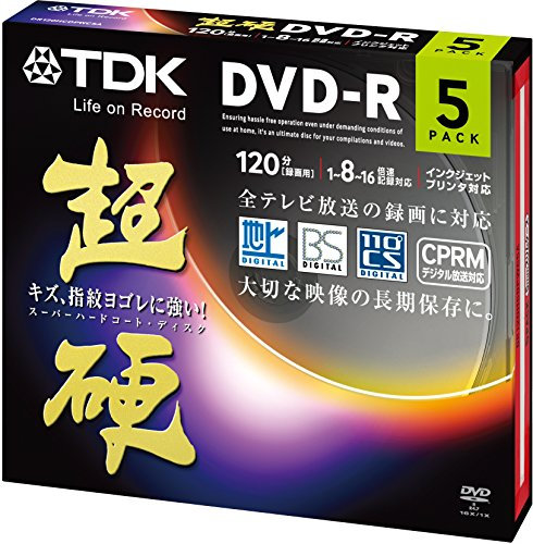 TDK DVD-R CPRM support Super Hard Series 4.7GB 120min 1-16x white wide Inkjet printable 5pack 5mm slim case DR120HCDPWC5A (Japan Import)