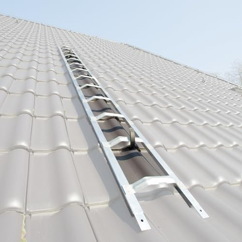 Weise Dachauflegeleiter 7,06 m mehrteilig, 26 gewölbte Bremer Sprossen, robuste 30 cm breite Dachleiter Alu-Konstruktion, passend für alle Hohlziegel, eingenietete Verbindungslaschen, nach BGR 203