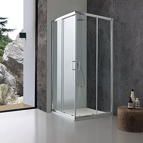 Kiamami Valentina - Cabine de douche carrée avec verre transparent 90x90 cm | Giada