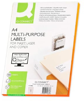 Q-CONNECT Etiketten Selbstklebend / 105 x 48 mm / 100 Blatt A4 / Weiß/Adressaufkleber Bedruckbar Adressetiketten Aufkleber Universal Klebeetiketten Haushaltsetiketten